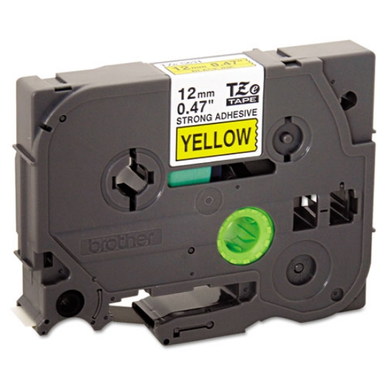 Picture of Tze Extra-Strength Adhesive Laminated Labeling Tape, 0.47" X 26.2 Ft, Black On Yellow