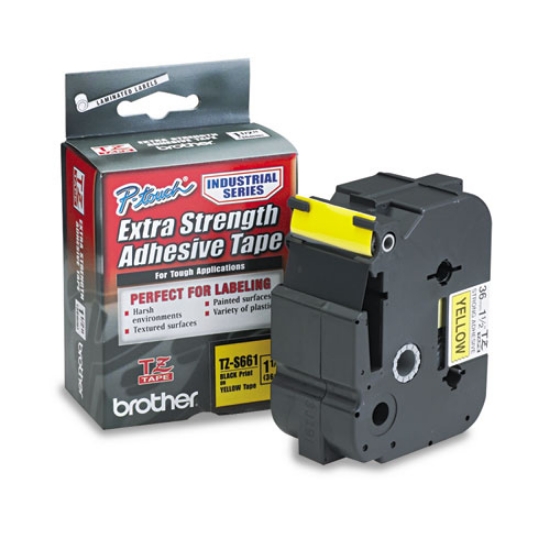 Picture of Tz Extra-Strength Adhesive Laminated Labeling Tape, 1.4" X 26.2 Ft, Black On Yellow