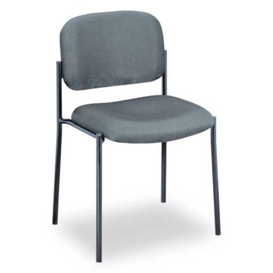 Picture of VL606 Stacking Guest Chair without Arms, Fabric Upholstery, 21.25" x 21" x 32.75", Charcoal Seat, Charcoal Back, Black Base
