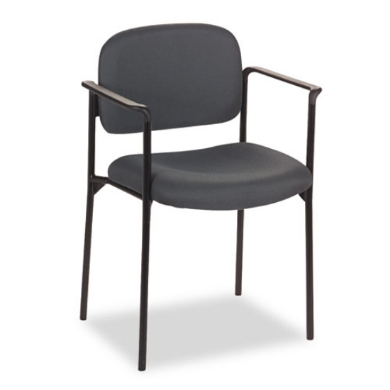 Picture of vl616 stacking guest chair with arms, fabric upholstery, 23.25" x 21" x 32.75", charcoal seat, charcoal back, black base