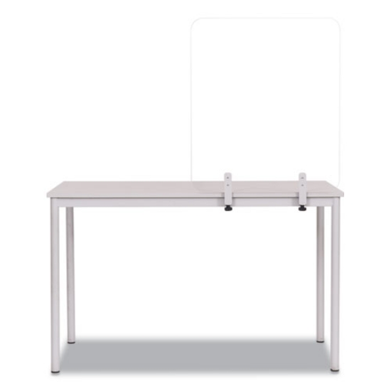 Picture of Protector Series Frameless Glass Desktop Divider, 35.4 X 0.16 X 35.4, Clear/aluminum