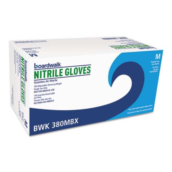 Picture of Disposable General-Purpose Nitrile Gloves, Medium, Blue, 4 mil, 100/Box