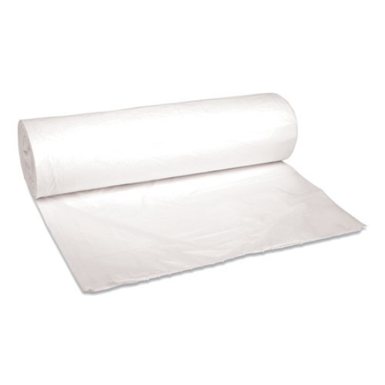 Picture of low-density waste can liners, 45 gal, 0.6 mil, 40" x 46", white, 25 bags/roll, 4 rolls/carton