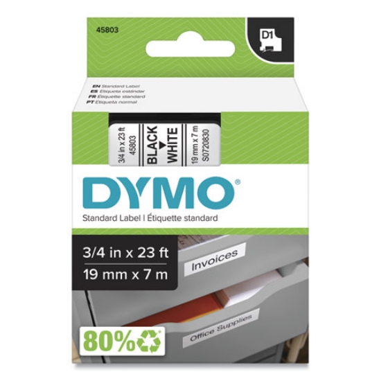 Picture of D1 High-Performance Polyester Removable Label Tape, 0.75" X 23 Ft, Black On White