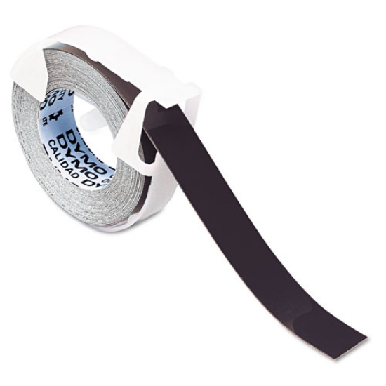 Picture of Self-Adhesive Glossy Labeling Tape for Embossers, 0.37" x 9.8 ft Roll, Black