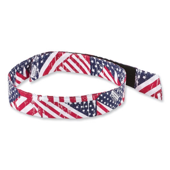 Picture of Chill-Its 6705 Cooling Embedded Polymers Hook/Loop Bandana Headband, One Size, Stars and Stripes, Ships in 1-3 Business Days