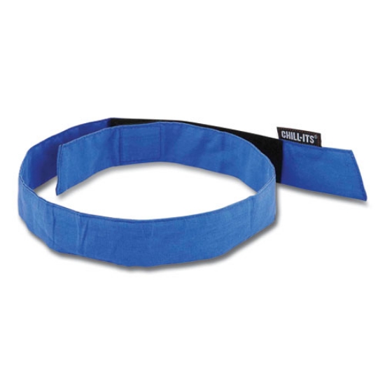 Picture of Chill-Its 6705 Cooling Embedded Polymers Hook and Loop Bandana Headband, One Size, Solid Blue, Ships in 1-3 Business Days