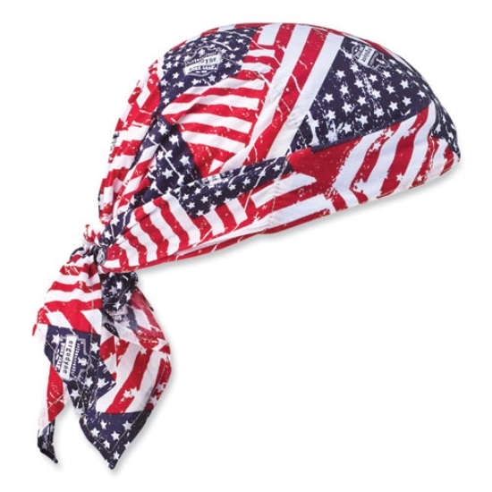 Picture of Chill-Its 6710 Cooling Embedded Polymers Tie Bandana Triangle Hat, One Size, Stars and Stripes, Ships in 1-3 Business Days