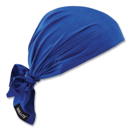 Picture of Chill-Its 6710 Cooling Embedded Polymers Tie Bandana Triangle Hat, One Size Fits Most, Solid Blue, Ships in 1-3 Business Days