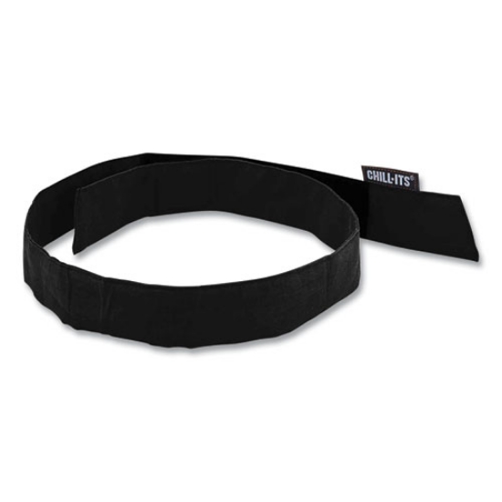 Picture of Chill-Its 6705 Cooling Embedded Polymers Hook and Loop Bandana Headband, One Size Fit Most, Black, Ships in 1-3 Business Days
