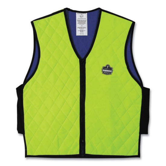 Picture of Chill-Its 6665 Embedded Polymer Cooling Vest with Zipper, Nylon/Polymer, Large, Lime, Ships in 1-3 Business Days