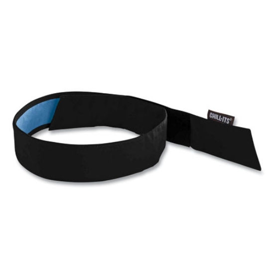 Picture of Chill-Its 6705CT Cooling PVA Hook and Loop Bandana Headband, One Size Fits Most, Black, Ships in 1-3 Business Days
