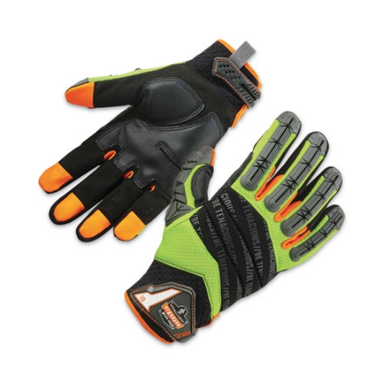 Picture of ProFlex 924 Hybrid Dorsal Impact-Reducing Gloves, Black/Lime, Medium, Pair, Ships in 1-3 Business Days