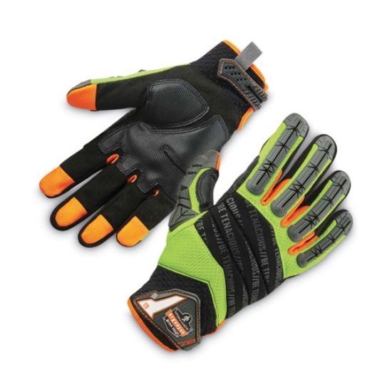 Picture of ProFlex 924 Hybrid Dorsal Impact-Reducing Gloves, Black/Lime, X-Large, Pair, Ships in 1-3 Business Days