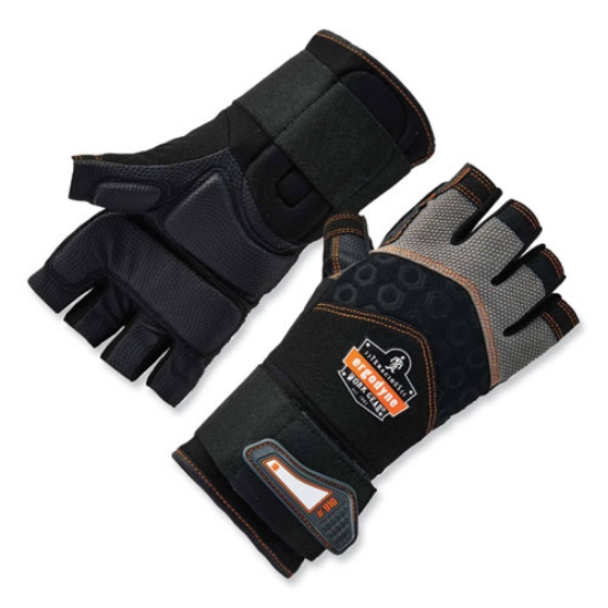 Picture of ProFlex 910 Half-Finger Impact Gloves + Wrist Support, Black, X-Large, Pair, Ships in 1-3 Business Days