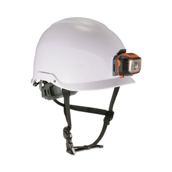 Picture of Skullerz 8974LED Class E Safety Helmet w/8981 Universal LED Headlamp, 6-Pt Ratchet Susp, White, Ships in 1-3 Business Days