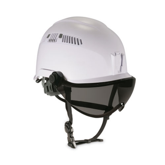Picture of Skullerz 8975V Class C Safety Helmet w/8991 Visor Kit, Smoke Lens, 6-Pt Ratchet Suspension, White, Ships in 1-3 Business Days