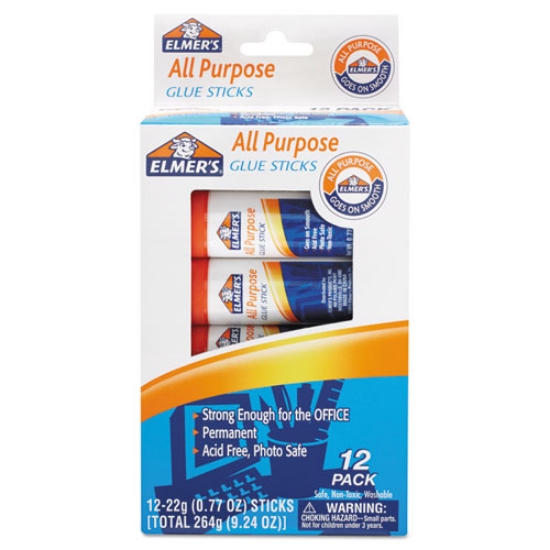Picture of Disappearing Glue Stick, 0.77 Oz, Applies White, Dries Clear, 12/pack