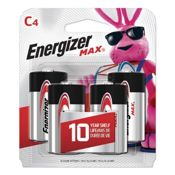 Picture of Max Alkaline C Batteries, 1.5 V, 4/pack