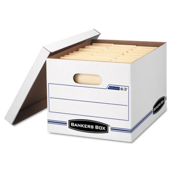 Picture of Easylift Basic-Duty Strength Storage Boxes, Letter Files, 12.75" X 13.25" X 10.5", White/blue, 12/carton
