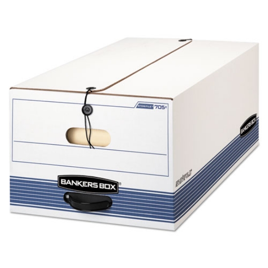 Picture of Stor/file Medium-Duty Strength Storage Boxes, Legal Files, 15.25" X 19.75" X 10.75", White/blue, 4/carton