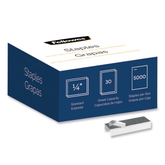 Picture of Standard 0.25" Full Strip Staples, 0.25" Leg, 0.5" Crown, Steel, 5,000/pack