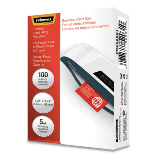 Picture of Laminating Pouches, 5 Mil, 3.75" X 2.25", Gloss Clear, 100/pack