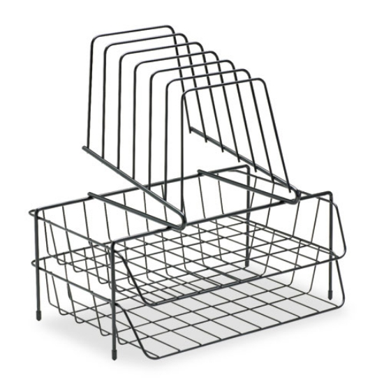 Picture of Wire Double Tray With Step File Sorter, 8 Sections, Letter Size Files, 13.88" X 10.13" X 14", Black