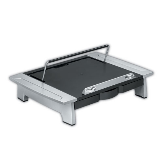 Picture of Office Suites Monitor Riser Plus, 19.88" X 14.06" X 4" To 6.5", Black/silver, Supports 80 Lbs