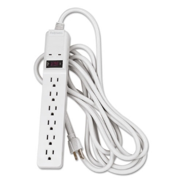 Picture of basic home/office surge protector, 6 ac outlets, 15 ft cord, 450 j, platinum