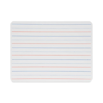 Picture of magnetic two-sided red and blue ruled dry erase board, 12 x 9, ruled white front/unruled white back, 12/pack