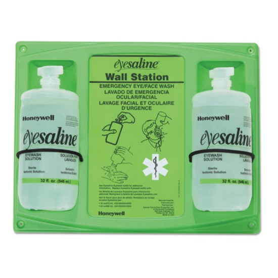 Picture of Saline Eye Wash Wall Station, 32 Oz Bottle, 2 Bottles/station, 4/carton
