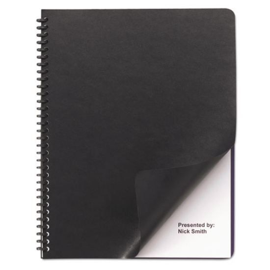 Picture of Leather-Look Presentation Covers for Binding Systems, Black, 11.25 x 8.75, Unpunched, 50 Sets/Pack