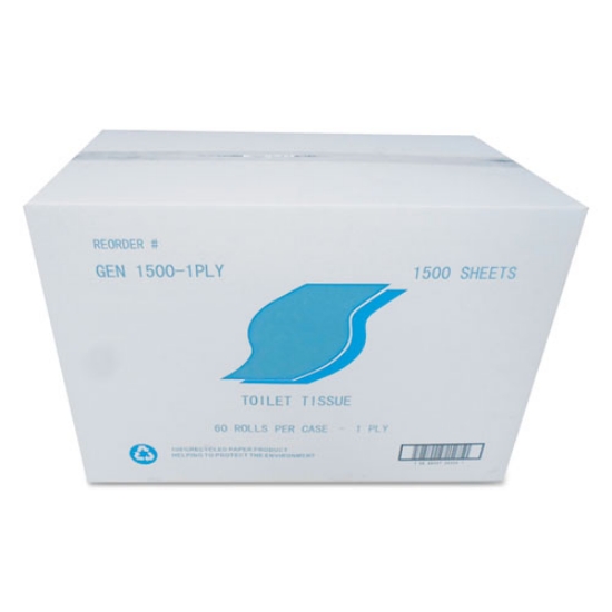 Picture of Small Roll Bath Tissue, Septic Safe, 1-Ply, White, 1,500 Sheets/roll, 60 Rolls/carton