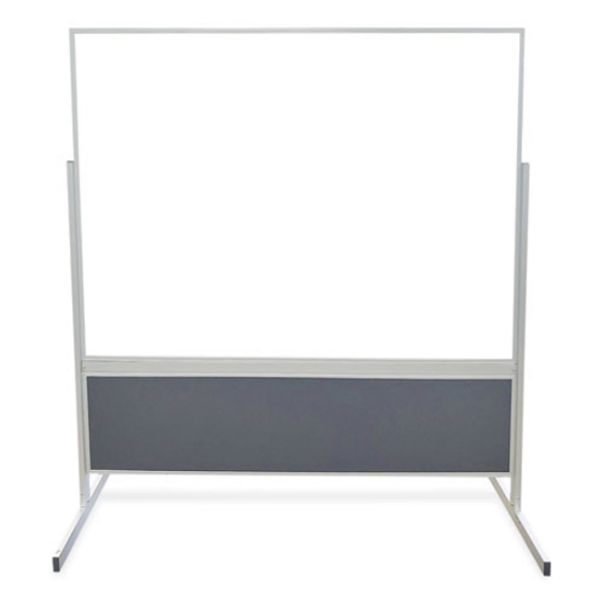 Picture of Double-Sided Magnetic Porcelain Whiteboard, Caramel Vinyl Tackboard w/Aluminum Frame, 50.5x72.88, Ships in 7-10 Business Days