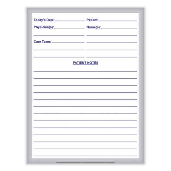 Picture of Hospital Magnetic Whiteboard, 24 x 36, White/Blue Surface, Satin Aluminum Frame, Ships in 7-10 Business Days