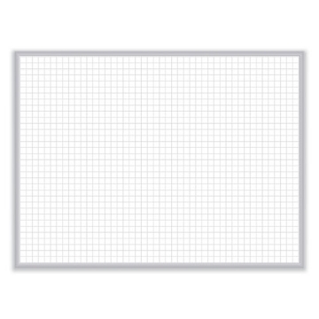 Picture of 1 x 1 Grid Magnetic Whiteboard, 48.5 x 36.5, White/Gray Surface, Satin Aluminum Frame, Ships in 7-10 Business Days