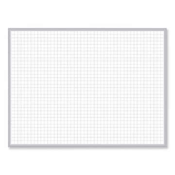 Picture of 1 x 1 Grid Magnetic Whiteboard, 96.5 x 48.5, White/Gray Surface, Satin Aluminum Frame, Ships in 7-10 Business Days