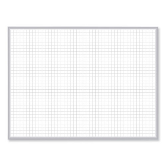 Picture of 1 x 1 Grid Magnetic Whiteboard, 96.5 x 48.5, White/Gray Surface, Satin Aluminum Frame, Ships in 7-10 Business Days