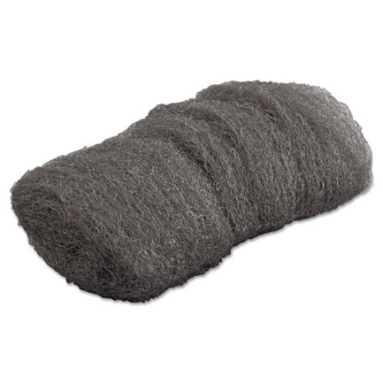 Picture of Industrial-Quality Steel Wool Hand Pads, #000 Extra Fine, Steel Gray, 16 Pads/sleeve, 12 Sleeves/carton