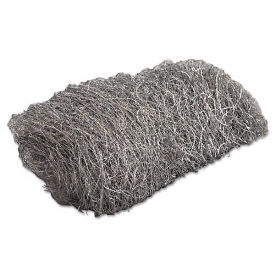 Picture of Industrial-Quality Steel Wool Hand Pads, #3 Medium, Steel Gray, 16 Pads/sleeve, 12 Sleeves/carton