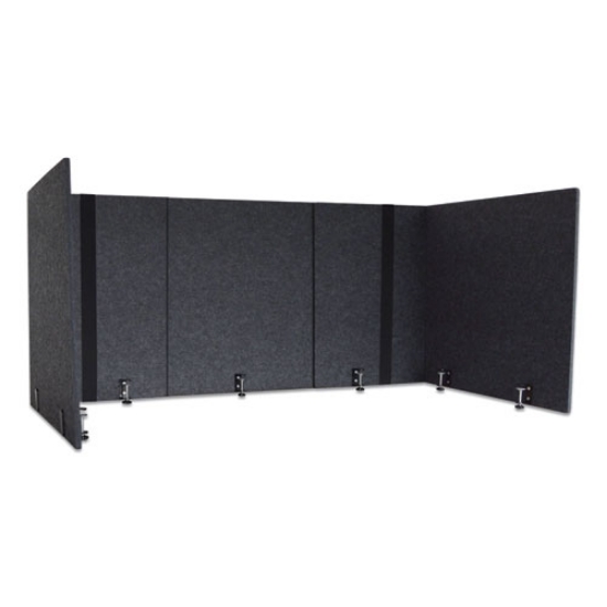 Picture of Adjustable Desk Screen With Returns, 48 To 78 X 29 X 26.5, Polyester, Ash