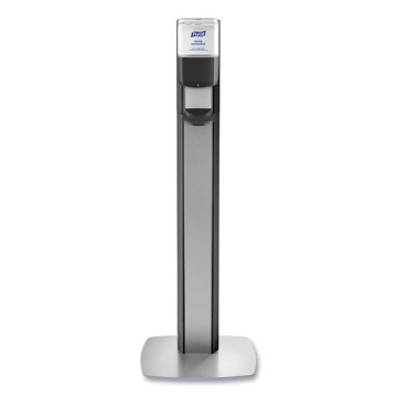 Picture of Messenger Es6 Graphite Panel Floor Stand With Dispenser, 1,200 Ml, 16.75 X 6 X 40, Graphite/silver