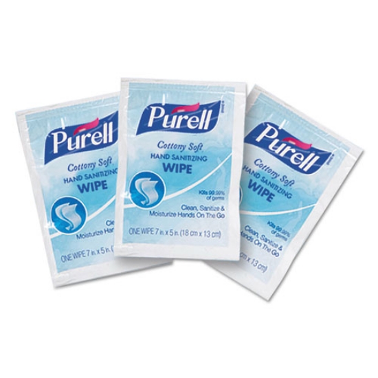 Picture of Cottony Soft Individually Wrapped Sanitizing Hand Wipes, 5 x 7, Unscented, White, 1,000/Carton