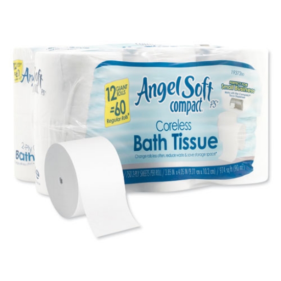 Picture of Angel Soft Ps Compact Coreless Bath Tissue, Septic Safe, 2-Ply, White, 750 Sheets/roll, 12 Rolls/carton