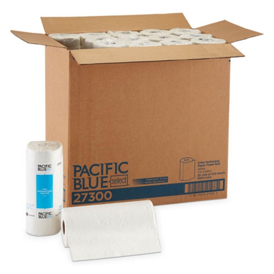 Picture of Pacific Blue Select Two-Ply Perforated Paper Kitchen Roll Towels, 2-Ply, 11 x 8.8, White, 100/Roll, 30 Rolls/Carton
