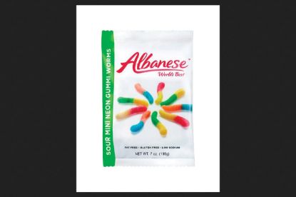 Picture of ALBANESE 53356 GUMMI SOUR MINI WORMS7OZ (PK-12-EA)