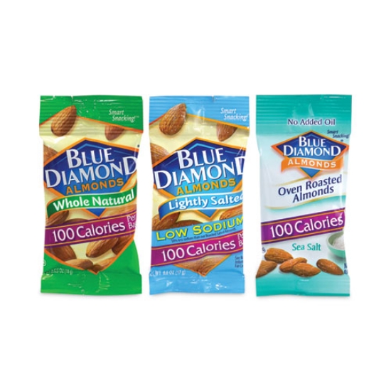 Picture of Almonds Variety Pack, Assorted Flavors, 0.6 oz Pouch, 7 Pouches/Box, 6 Boxes/Carton, Ships in 1-3 Business Days