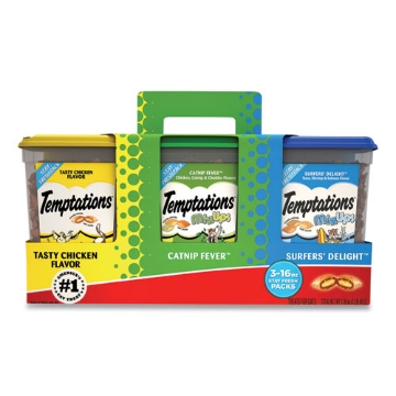 Picture of Cat Treats, Catnip Fever/Sailors' Delight/Tasty Chicken, 16 oz Container, 3/Carton, Ships in 1-3 Business Days