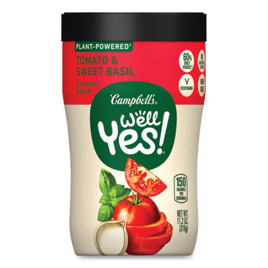 Picture of Well Yes Tomato and Sweet Basil Sipping Soup, 11.2 oz Cup, 8/Carton, Ships in 1-3 Business Days